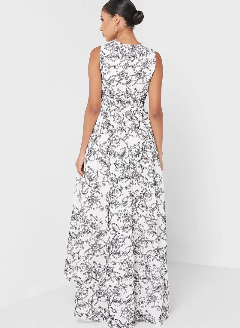True Decadence High Low Floral Print Dress