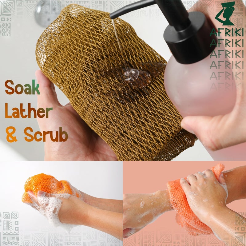 AFRIKI African Net Sponge â€“ Exfoliating Body Scrubber, Black Owned & Rooted in Africa, All Skin Types | 45 in Long (Forest Green) - Image 5