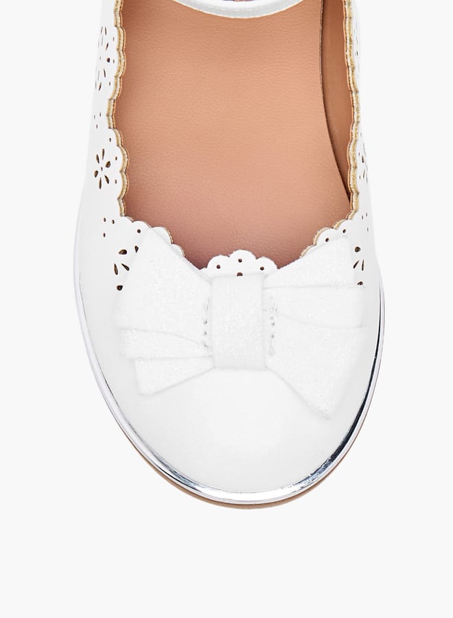Barefeet Girls Laser Cut Mary Jane Shoes with Scallop Detail  - Image 4