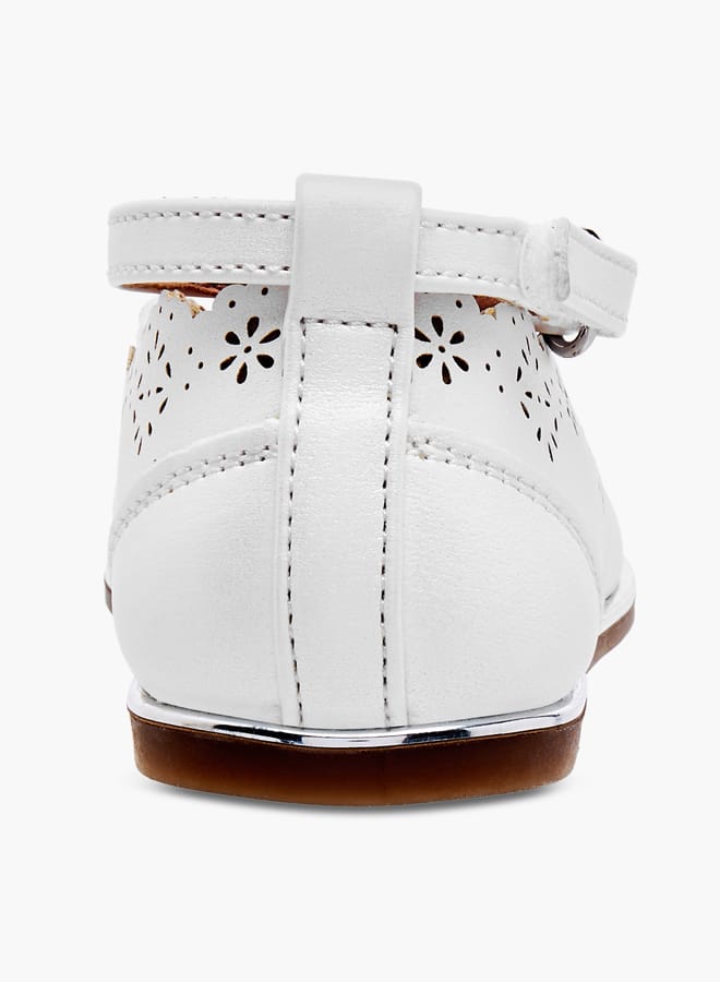 Barefeet Girls Laser Cut Mary Jane Shoes with Scallop Detail  - Image 5