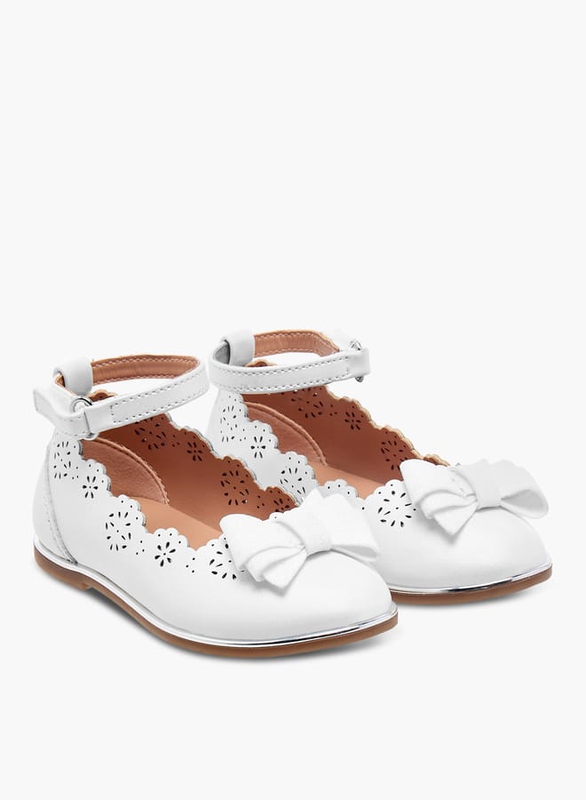 Barefeet Girls Laser Cut Mary Jane Shoes with Scallop Detail  - Image 1