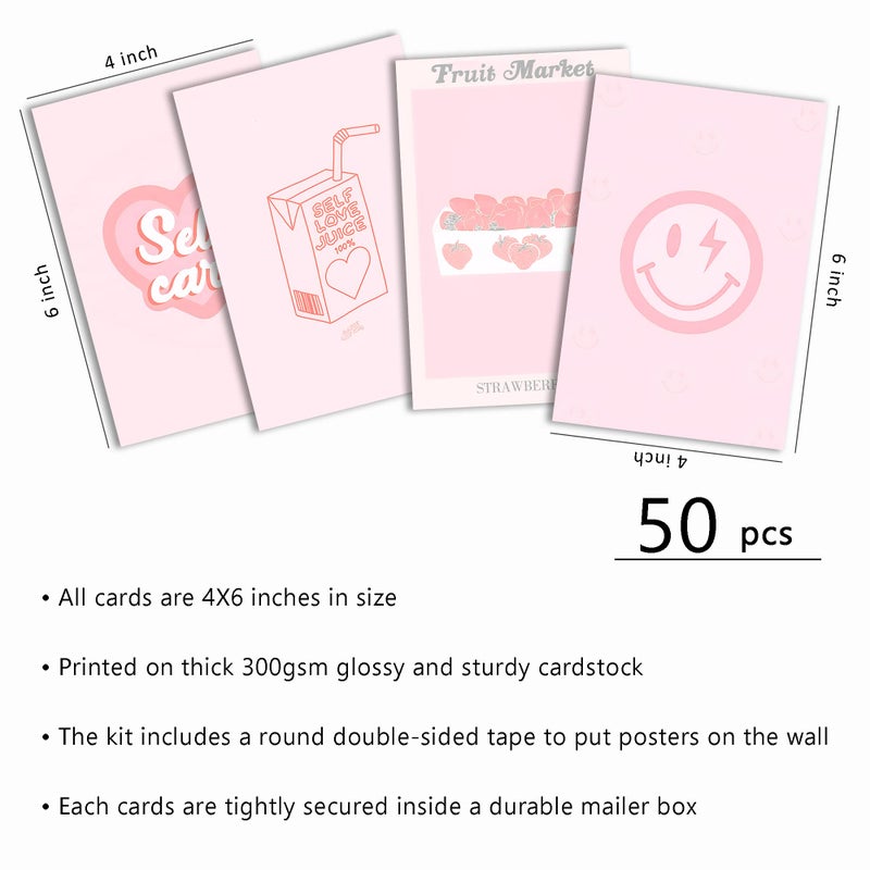 wall67 Pink Wall Collage Kit - Aesthetic Posters, Dorm Room Decor for Teen Girl (50pcs 4x6 inch) - Image 2