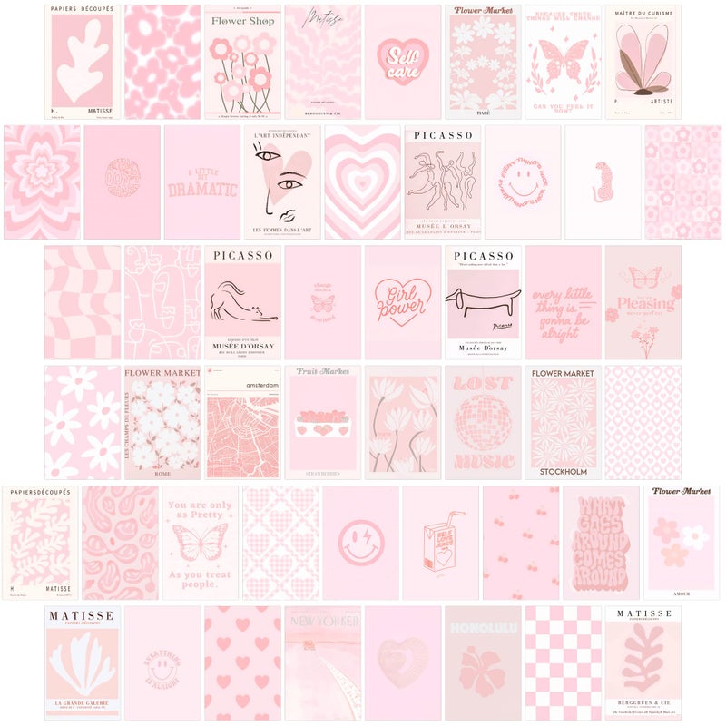 wall67 Pink Wall Collage Kit - Aesthetic Posters, Dorm Room Decor for Teen Girl (50pcs 4x6 inch) - Image 1