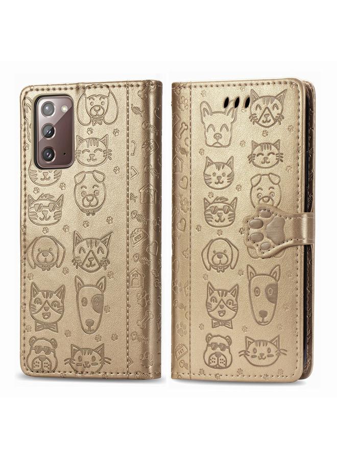 اس-توب جراب لهاتف Samsung Galaxy Note20 Ultra، جراب جلدي أفقي منقوش عليه قطة وكلب لطيف مع حامل / فتحة بطاقة / محفظة / حبل - Image 2
