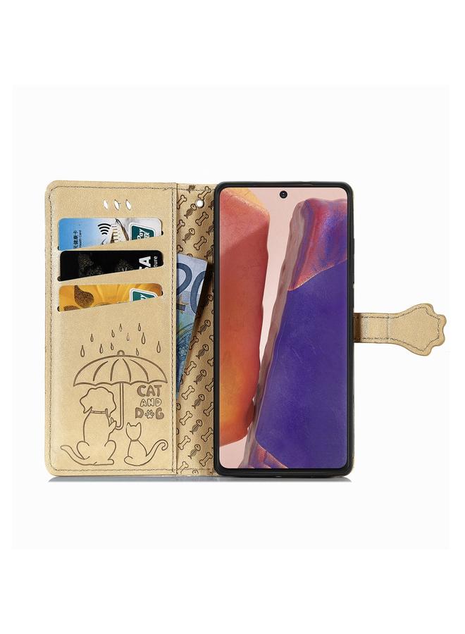 اس-توب جراب لهاتف Samsung Galaxy Note20 Ultra، جراب جلدي أفقي منقوش عليه قطة وكلب لطيف مع حامل / فتحة بطاقة / محفظة / حبل - Image 3