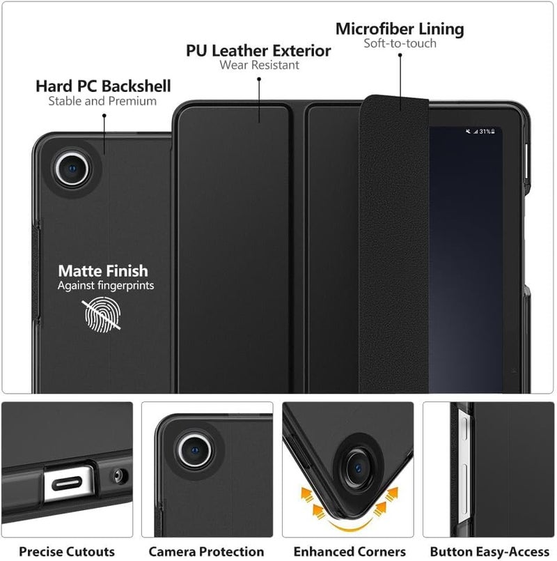 MOCA Case for Samsung Galaxy Tab A11 Plus / A11+ 11 Inch 2026, Galaxy Tab A9 Plus / A9+ Case 11 Inch 2024, Slim Stand Protective Smart Cover with Hard PC Translucent Back Shell, Black - Image 3