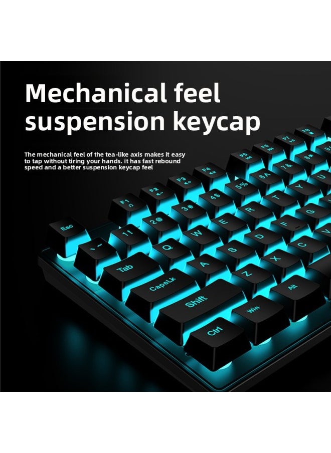 Notebook Computer Competitive Real Game Wired Electric Desktop Special Mechanical Wireless Keyboard Mouse Feel Keyboard Mouse Suit-Color:Genuine Mechanical Feel★Cool Lights - Black Rainbow Light [classic Version] + Silent Mouse - No - 104 Keys - Official Standard