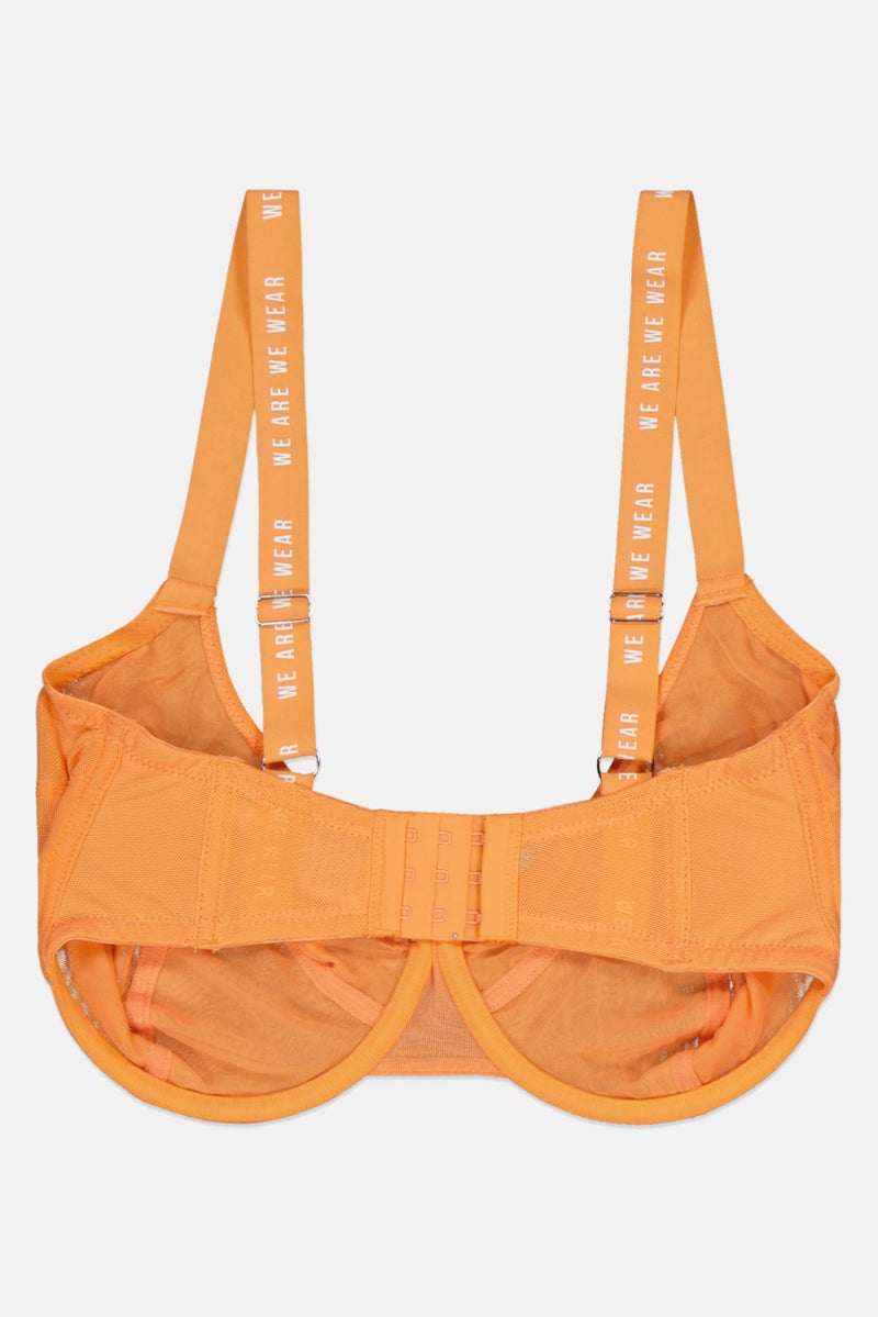 We Are We Wear Women Textured Non Padded Underwired Lace Bra, Orange  - Image 2
