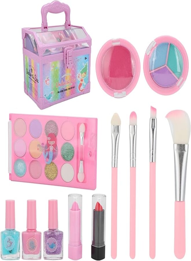 Shanrya Shanrya Girls Makeup Set, Kids Makeup Kit Bright Color Rich Tools Hands-On Ability Increasing for Daily Children's Activities for Girls for Party for Dress Up Games 