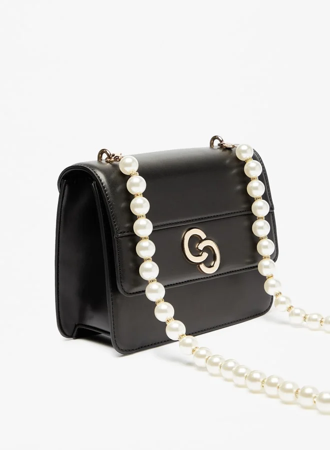 Celeste Solid Crossbody with Pearl Embellished Strap