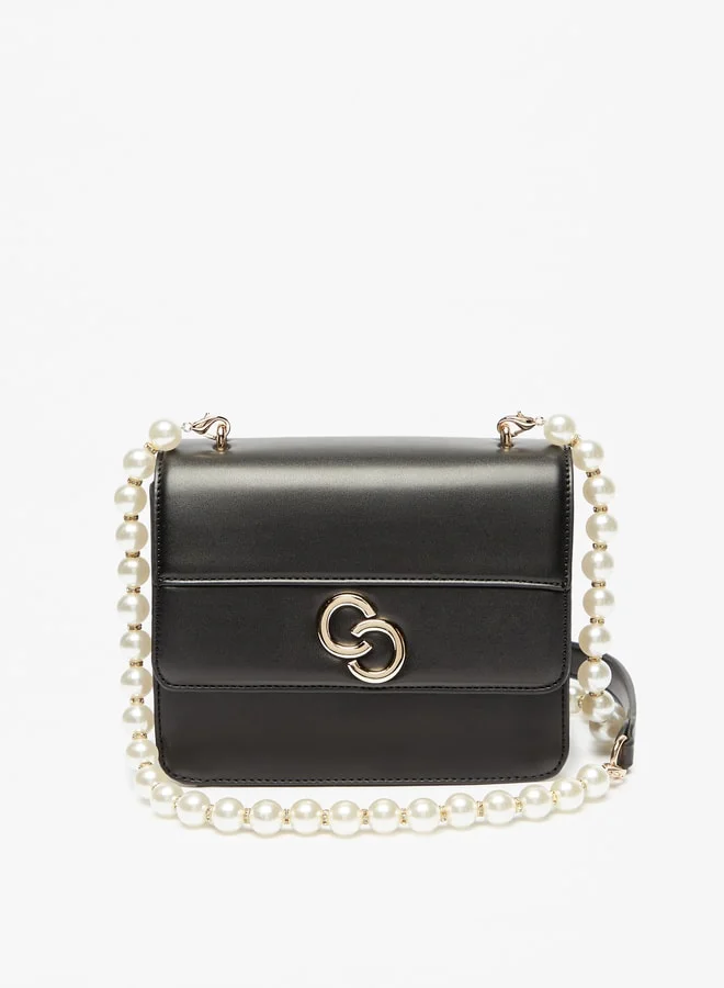 Celeste Solid Crossbody with Pearl Embellished Strap