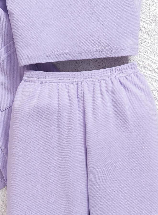 Take Two Girls Lilac Tank With Joggers And Jackets Set - Image 3