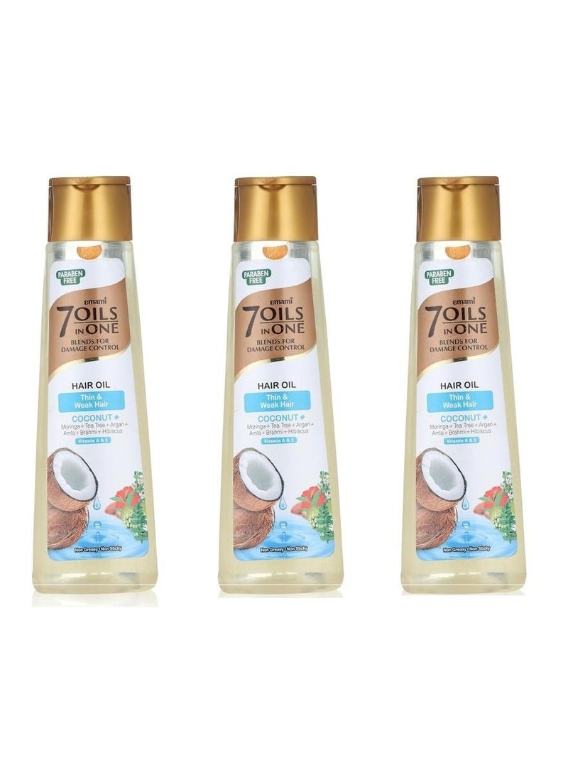 إمامي زيت جوز الهند 7 في 1 للتحكم في تلف الشعر، 3 قطع - Image 1