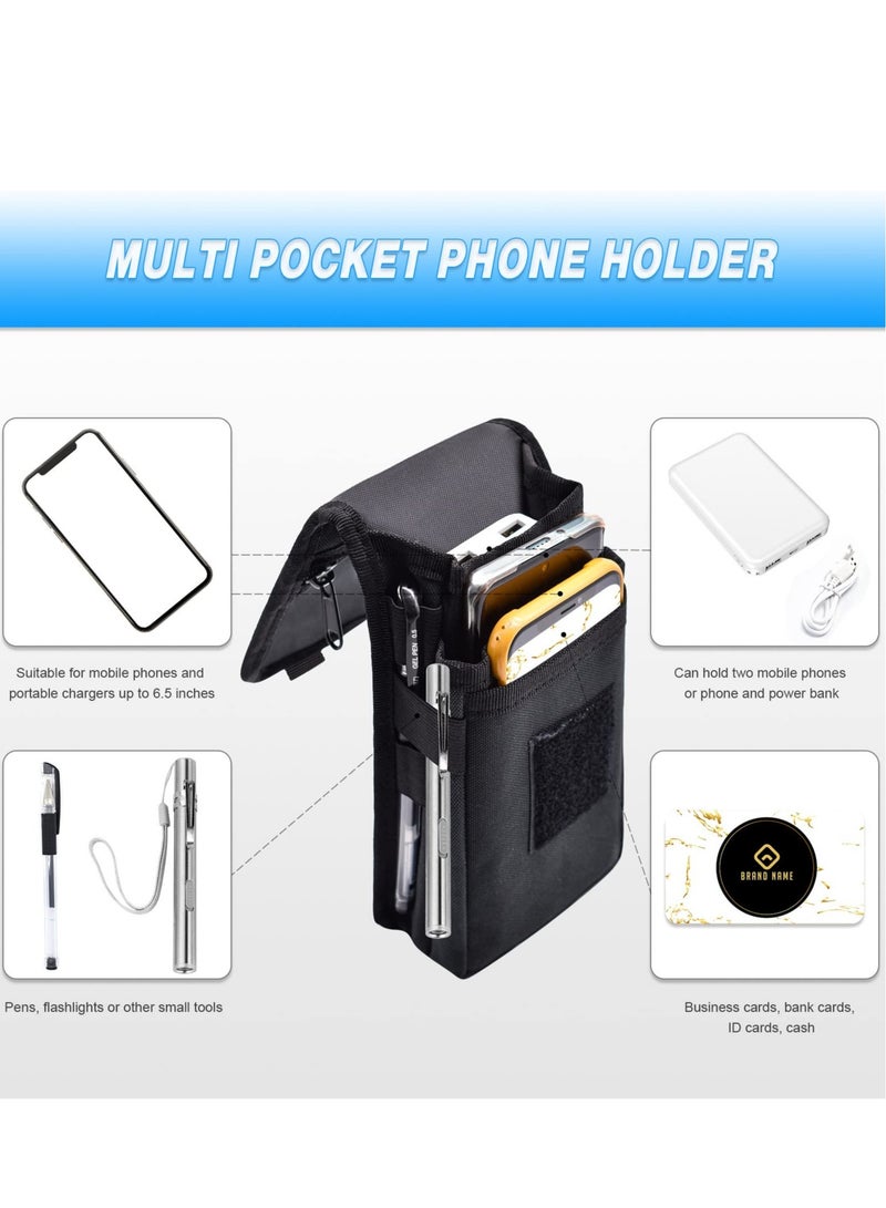 Excefore Double Pocket Phone Holster Belt Phone Bag Multi Purpose Tool For Work Hiking Camping  - Image 3