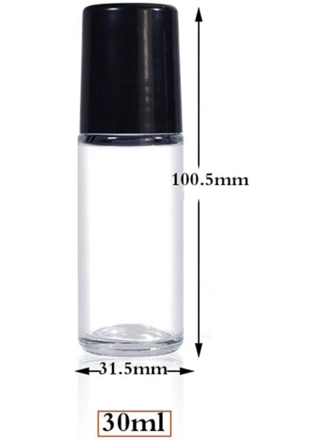 4PCS 30ml Essential Oil Roller Bottles,Empty Refillable Clear Glass Roll-on Bottles Perfume Roller Bottles with plastic Roller Balls and Black Lids - Image 2
