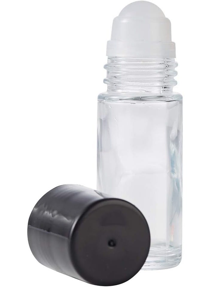 4PCS 30ml Essential Oil Roller Bottles,Empty Refillable Clear Glass Roll-on Bottles Perfume Roller Bottles with plastic Roller Balls and Black Lids - Image 5