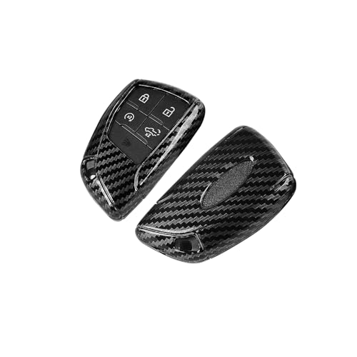 Jimen for Silverado Key Cover, Key Fob Case Shell Protector Fit for Silverado/ Suburban/ Tahoe 2020-2024 (Carbon Fiber) - Image 1