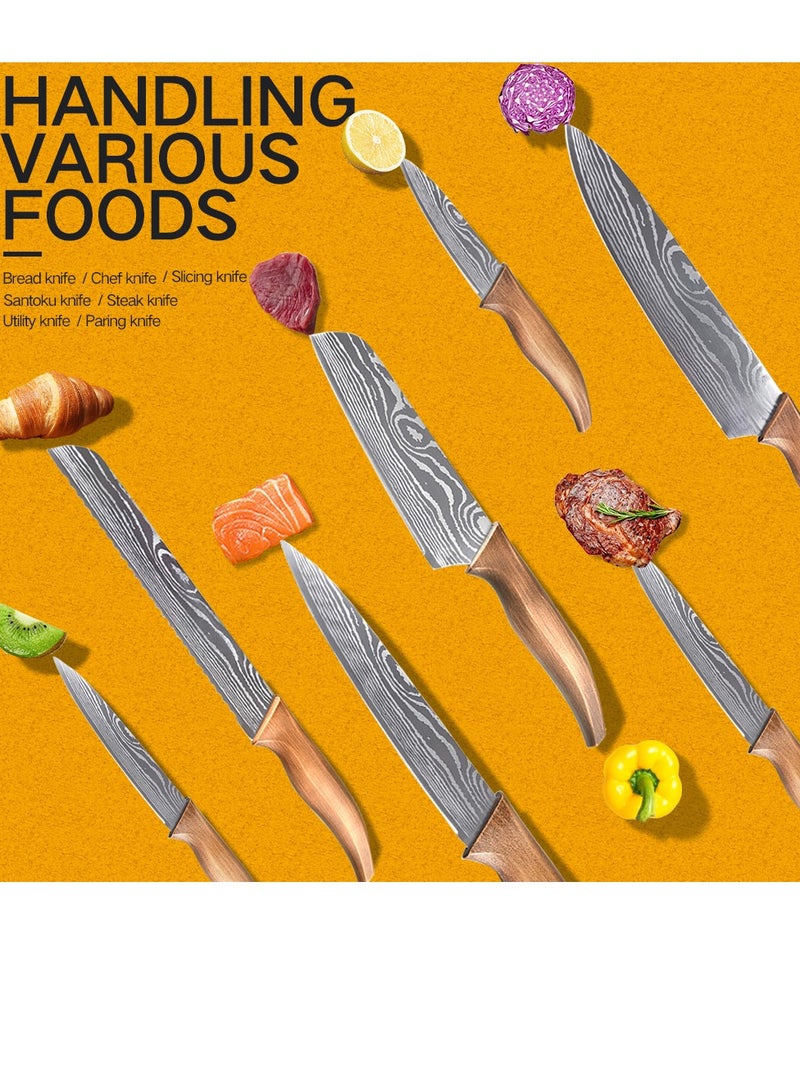 Astylway Kitchen Knife Sets 8 piece, 3.5-8 Inch Chef Knives High Carbon Stainless Steel, Plastic Handle, Ultra Sharp Cooking Knife for Vegetable Meat Fruit - Image 5