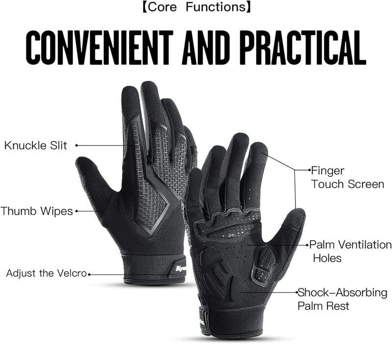 YARDHOBI Bike Cycling Gloves for Men Women - Touchscreen, Anti-Slip for Motorbike, Racing, Cycling, Hiking (Black) - Image 3
