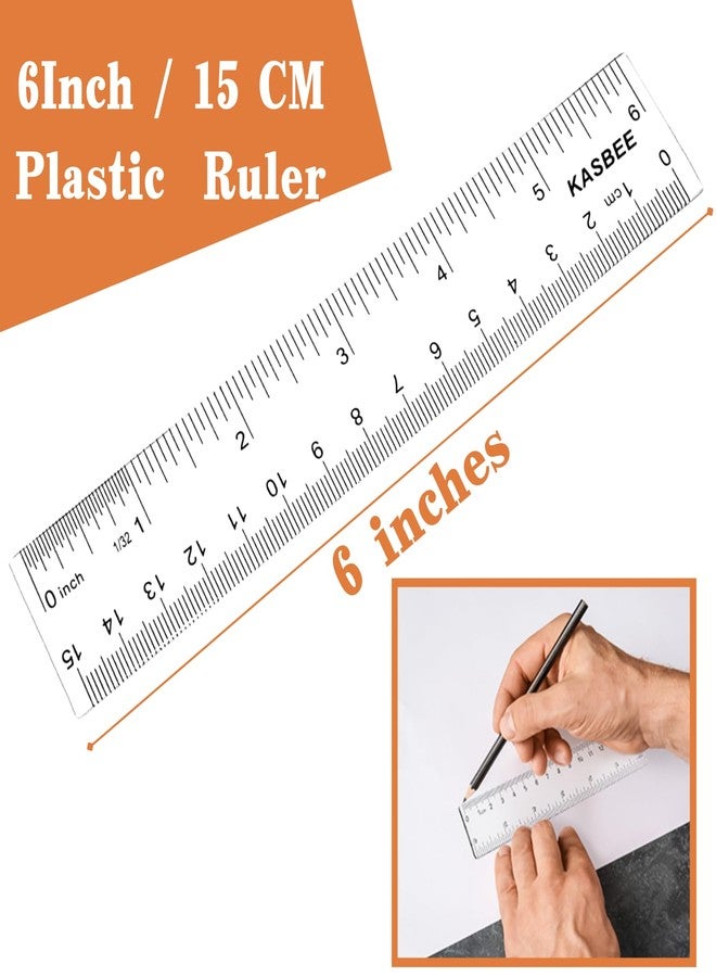 KASBEE Plastic Rulers, 6 Inch Ruler, Clear Measuring Tool for Student School Office, Inches and Centimeters, Pack of 2 - Image 3