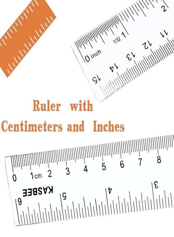 KASBEE Plastic Rulers, 6 Inch Ruler, Clear Measuring Tool for Student School Office, Inches and Centimeters, Pack of 2 - Image 2