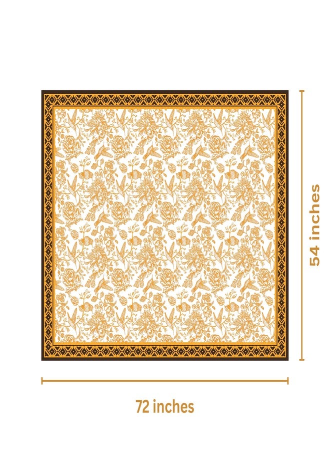 FINGERCRAFT مفرش طاولة فينجر كرافت، قطن 100% عالي الجودة، غطاء طاولة مزين بنقوش زهور، قابل للغسل، مناسب للمنزل والتخييم والنزهات الخارجية، مقاس 54 × 72 بوصة، بنقشة زهور وطيور - Image 5