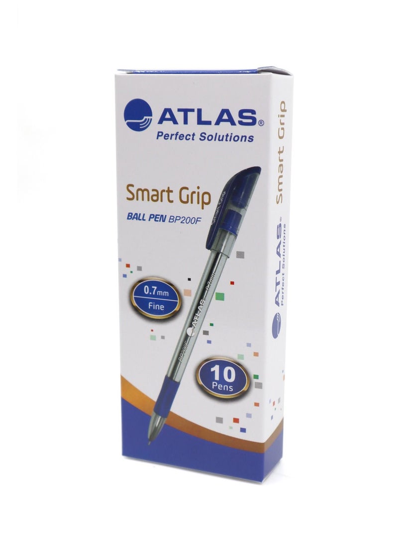 ATLAS 10-Piece Smart Grip Ball Pen Fine Tip Blue Ink  - Image 1