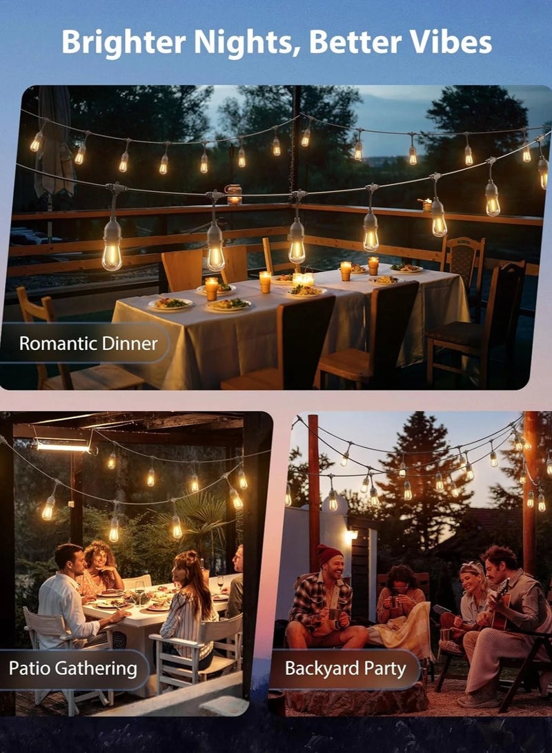 Outdoor String Lights 2W with 10 Edison Shatterproof LED Bulbs 5.2m  - IP65 Waterproof Patio Hanging Lights for Garden, Cafe, Romantic Dinner or Wedding Party - Warm White 2700K. - Image 2