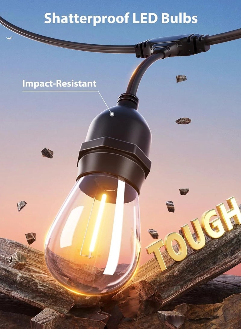 Outdoor String Lights 2W with 10 Edison Shatterproof LED Bulbs 5.2m  - IP65 Waterproof Patio Hanging Lights for Garden, Cafe, Romantic Dinner or Wedding Party - Warm White 2700K. - Image 5