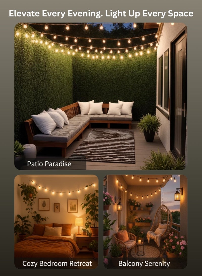 Outdoor String Lights 2W with 10 Edison Shatterproof LED Bulbs 5.2m  - IP65 Waterproof Patio Hanging Lights for Garden, Cafe, Romantic Dinner or Wedding Party - Warm White 2700K. - Image 2