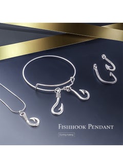 BronaGrand BronaGrand Fish Hooks Charms, 50pcs Antique Silver Fishhook Pendants Charm Fish Hook Bead Charms for DIY Bracelet Necklace Keychains Jewelry Crafts Making Supplies, 5 Styles  - Image 4