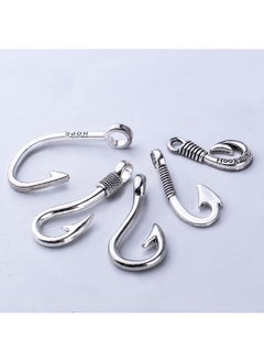 BronaGrand BronaGrand Fish Hooks Charms, 50pcs Antique Silver Fishhook Pendants Charm Fish Hook Bead Charms for DIY Bracelet Necklace Keychains Jewelry Crafts Making Supplies, 5 Styles  - Image 5