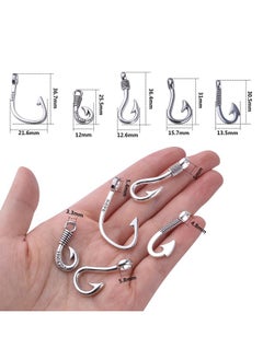 BronaGrand BronaGrand Fish Hooks Charms, 50pcs Antique Silver Fishhook Pendants Charm Fish Hook Bead Charms for DIY Bracelet Necklace Keychains Jewelry Crafts Making Supplies, 5 Styles  - Image 3