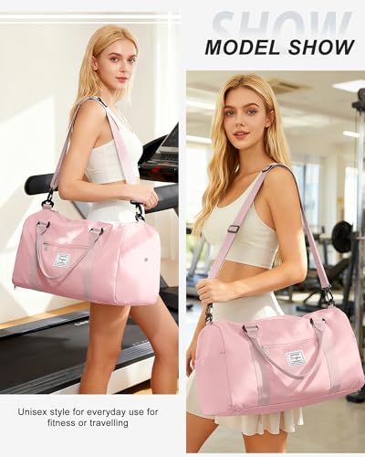 WISEPACK Gym Bag Womens Mens with Shoes Compartment and Wet Pocket Travel Duffel Bags for Women for Plane Sport Gym Tote Bags Swimming Yoga Small Waterproof Weekend Overnight Carry on Bag Hospital Holdalls - Image 4