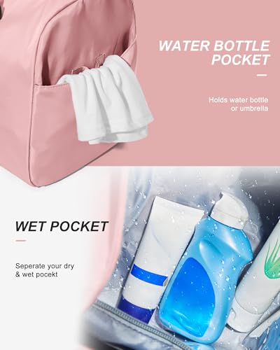 WISEPACK Gym Bag Womens Mens with Shoes Compartment and Wet Pocket Travel Duffel Bags for Women for Plane Sport Gym Tote Bags Swimming Yoga Small Waterproof Weekend Overnight Carry on Bag Hospital Holdalls - Image 5