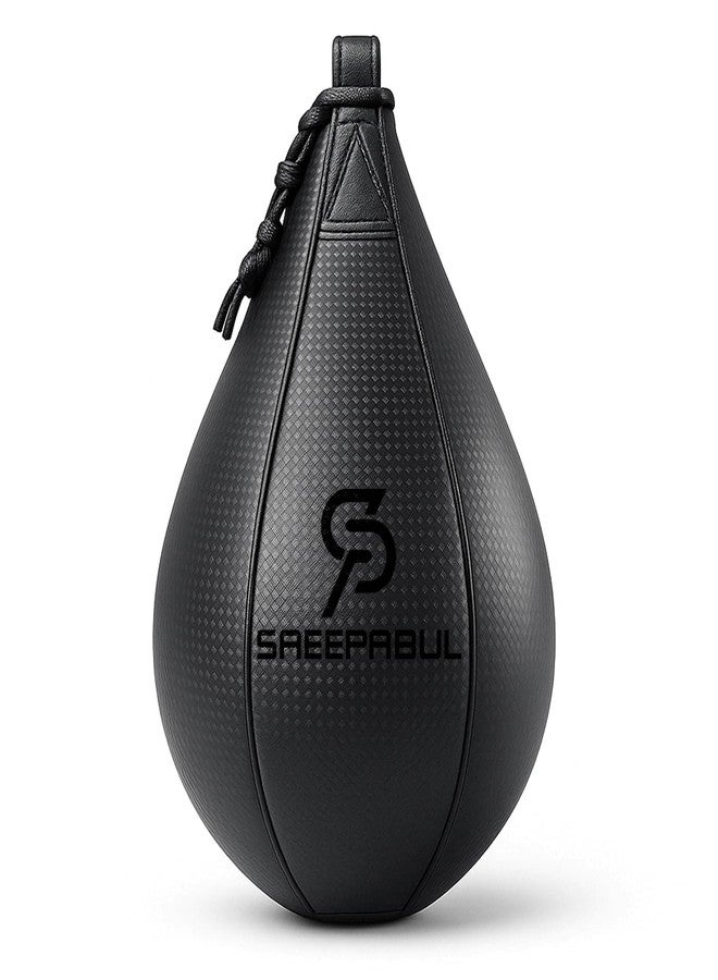 SAEEPABUL Speed Bag,Speed Bag for Boxing,PU Leather Reflex Training Pear Shaped Punching Bag,Fast Reaction Skills Development Perfect for Kids Teens Adults Boxing Coaches Black - Image 1