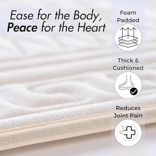 Sacred Artisans Padded Prayer Mat Thick with Soft Velvet Foam | Prayer Rug and Meditation Mat for Men Women Home Travel & Gift (Silk Cream) - Image 5