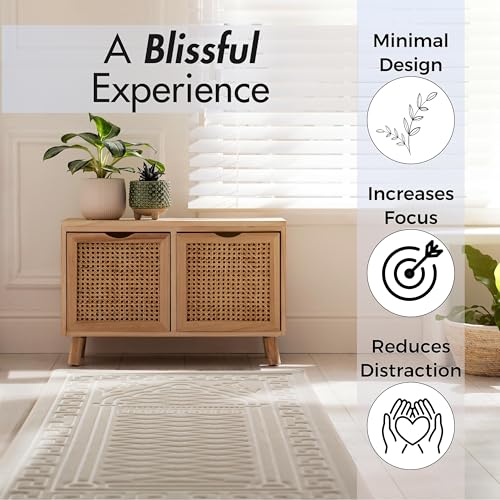 Sacred Artisans Padded Prayer Mat Thick with Soft Velvet Foam | Prayer Rug and Meditation Mat for Men Women Home Travel & Gift (Silk Cream) - Image 3