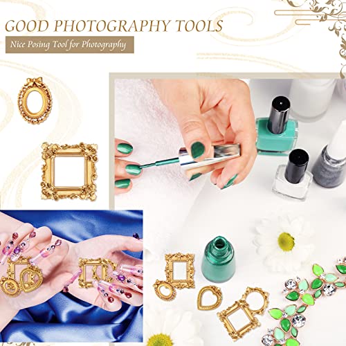 Vicenpal 100 Pieces Gold Vintage Resin Picture Frame Antique Photo Mini Resin Jewelry Display Photography DIY Small Frame for Manicure Photo Home Decoration - Image 4