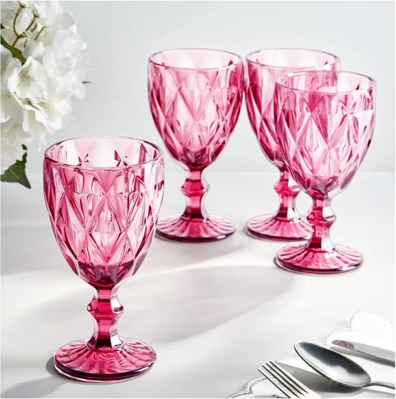 bellemax Glasses Diamond Shape Premium 450ml Crystal Wine Glasses Long Stem Perfect for Red or WhiteHome and Living Daily Use Set of 2 - Image 2