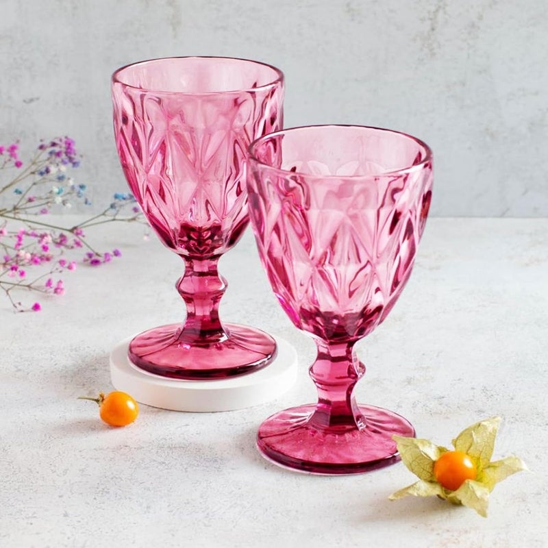 bellemax Glasses Diamond Shape Premium 450ml Crystal Wine Glasses Long Stem Perfect for Red or WhiteHome and Living Daily Use Set of 2 - Image 1