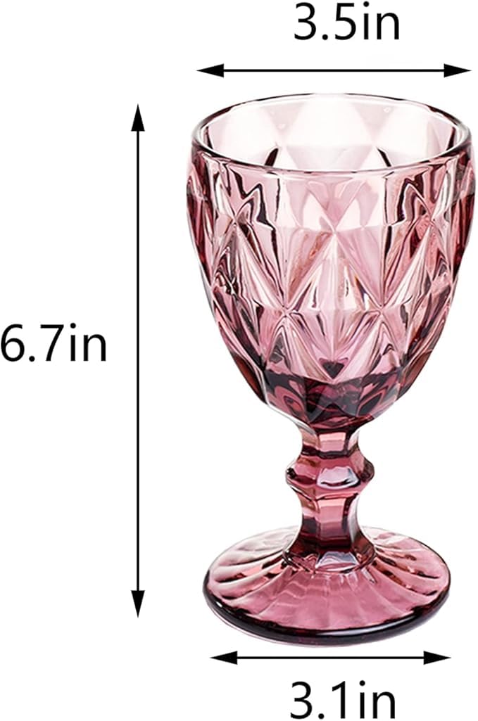 bellemax Glasses Diamond Shape Premium 450ml Crystal Wine Glasses Long Stem Perfect for Red or WhiteHome and Living Daily Use Set of 2 - Image 4
