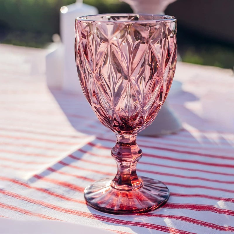bellemax Glasses Diamond Shape Premium 450ml Crystal Wine Glasses Long Stem Perfect for Red or WhiteHome and Living Daily Use Set of 2 - Image 3