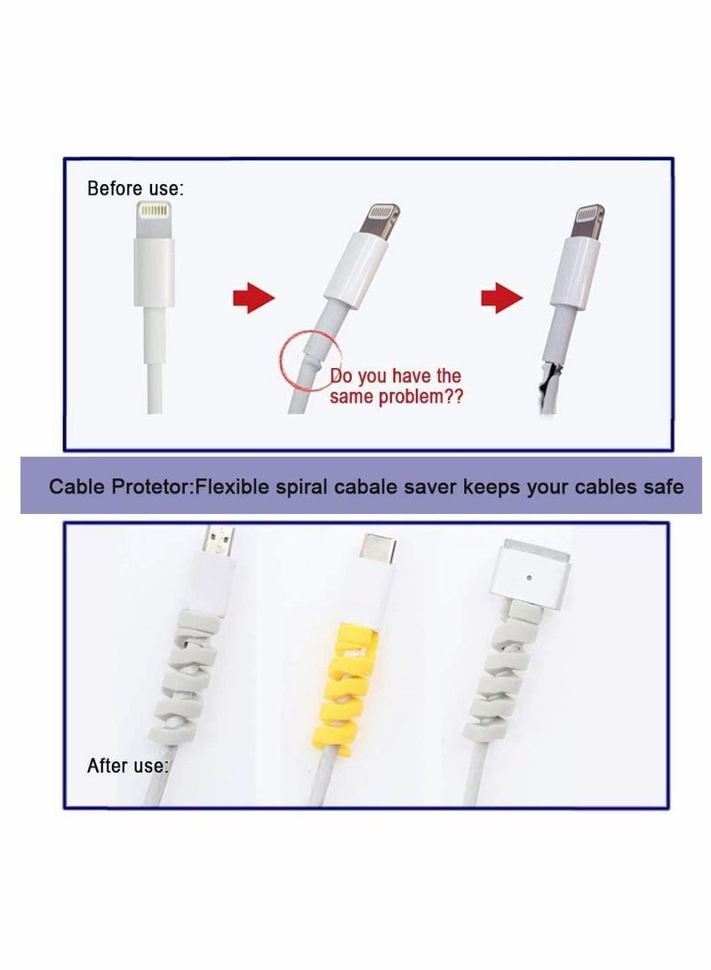 Excefore 24 Pieces Charger Cable Saver, Silicone Flexible Wire Protector, Data Lines Cable Protector, Wire Repair, Type-C Cord Protector Headphone Adapter Saver Spiral Wrap Strain Relief Sleeve  - Image 5