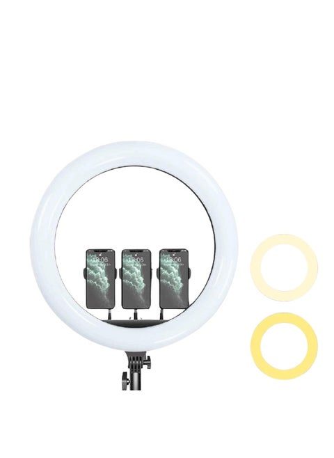 36cm Ring Light with 3 Tripod Stands & Phone Holder – 3 Light Modes for YouTube, Live Streaming, Makeup, and Photography