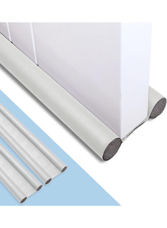 The Bros 2Pcs Double Door Draft Stopper, Draft Stopper for Bottom of Door Soundproof, Windproof, Dustproof, Block Light, Insect Resistant, Under Door Noise Blocker 37 Inch (White) - Image 1