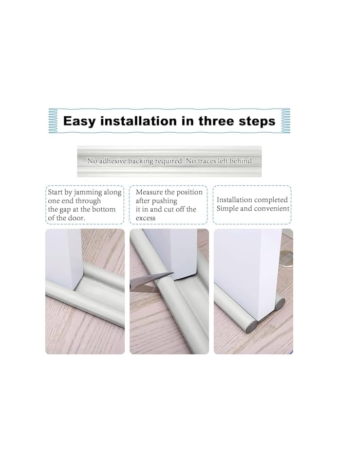 The Bros 2Pcs Double Door Draft Stopper, Draft Stopper for Bottom of Door Soundproof, Windproof, Dustproof, Block Light, Insect Resistant, Under Door Noise Blocker 37 Inch (White) - Image 5
