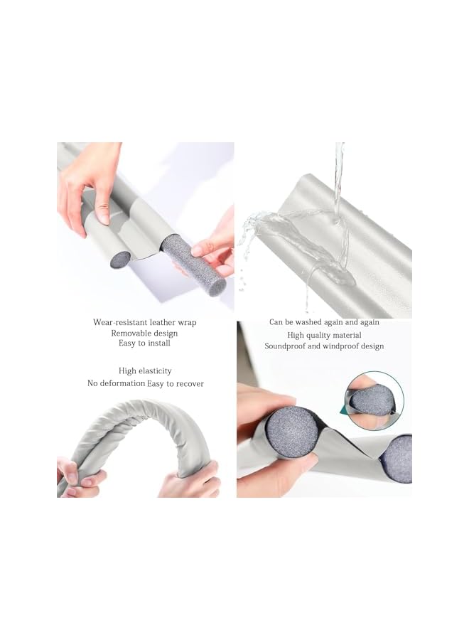 The Bros 2Pcs Double Door Draft Stopper, Draft Stopper for Bottom of Door Soundproof, Windproof, Dustproof, Block Light, Insect Resistant, Under Door Noise Blocker 37 Inch (White) - Image 3