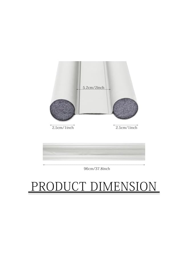 The Bros 2Pcs Double Door Draft Stopper, Draft Stopper for Bottom of Door Soundproof, Windproof, Dustproof, Block Light, Insect Resistant, Under Door Noise Blocker 37 Inch (White) - Image 2