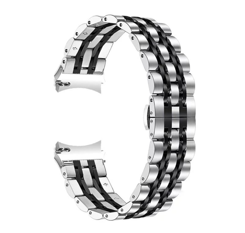 Dado سوار ساعة دادو الصلب المنحني بـ 5 خرزات من الفولاذ المقاوم للصدأ متوافق مع ساعة سامسونج جالاكسي 6 كلاسيك 47/43 مم، 5 برو 45 مم، 4 كلاسيك 46/42 مم، حزام معدني بدون فجوة - Image 2